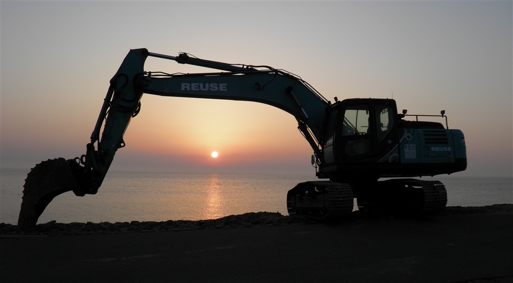 Bagger auf der Mole