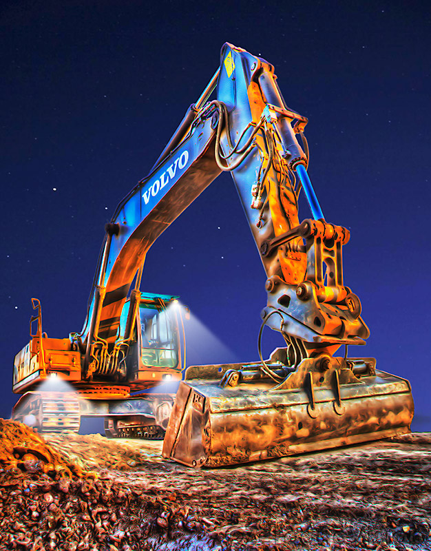 Bagger bei Nacht