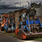 Bagger schaufeln vom Kran der Harpener Bergbau AG Gustavsburg Hafen