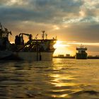 baggerballet im Hamburger Hafen