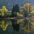 Baggersee mit Spiegelung im April