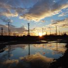 Bahngelände im Sonnenuntergang