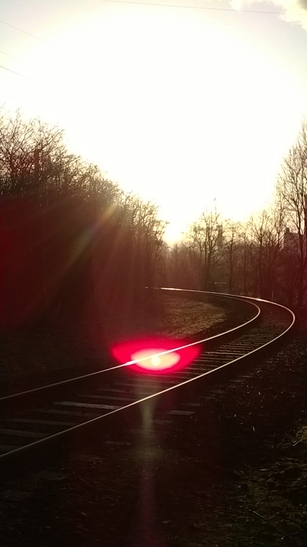 Bahngeleise ins Sonnenlicht