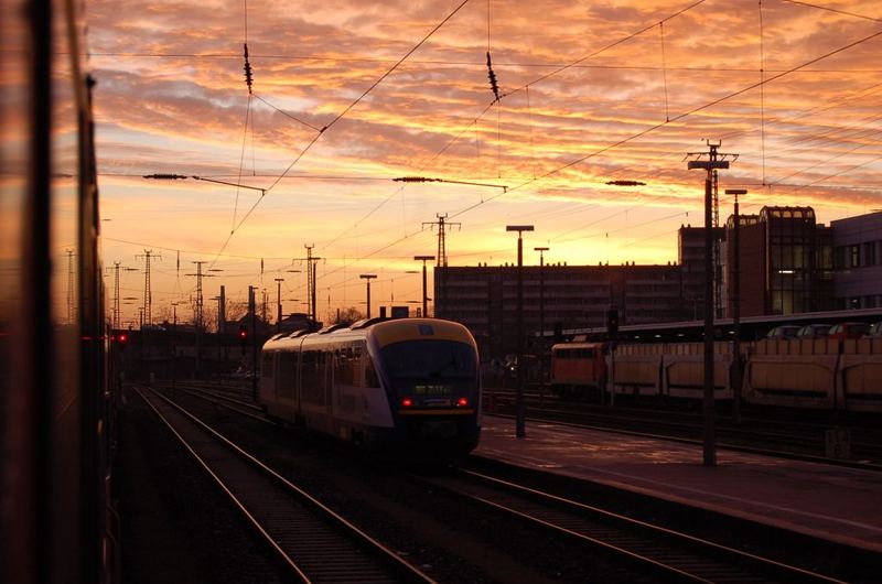 Bahnhof Cottbus bei Sonnenaufgang