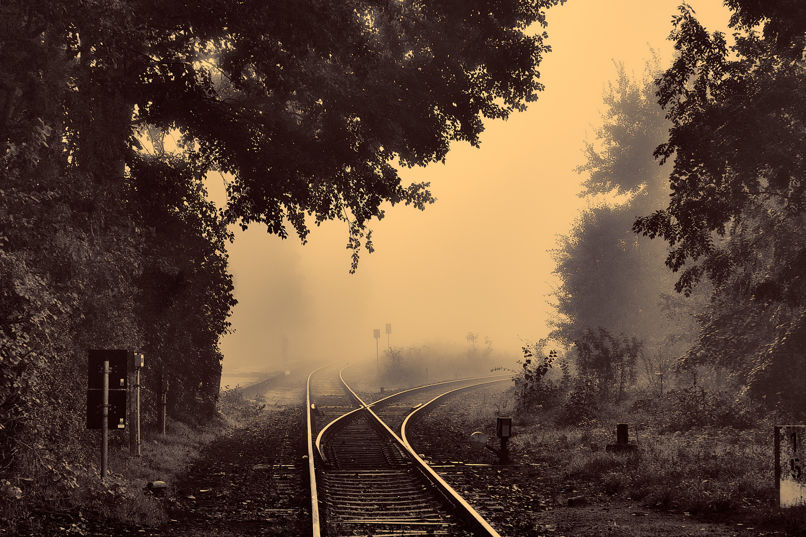 Bahnhof im Nebel