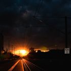 Bahnhof im Sonnenuntergang