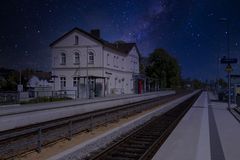 Bahnhof Weilerswist bei Nacht