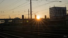 Bahnhof Wels zum Sonnenaufgang