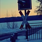 Bahnübergang im Winter