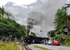 Bahnübergang Rotten in Gletsch