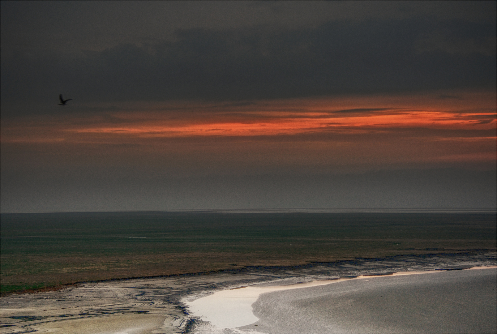 Baie du Mont Saint Michel im Abendrot - au flamboiement du soleil couchant