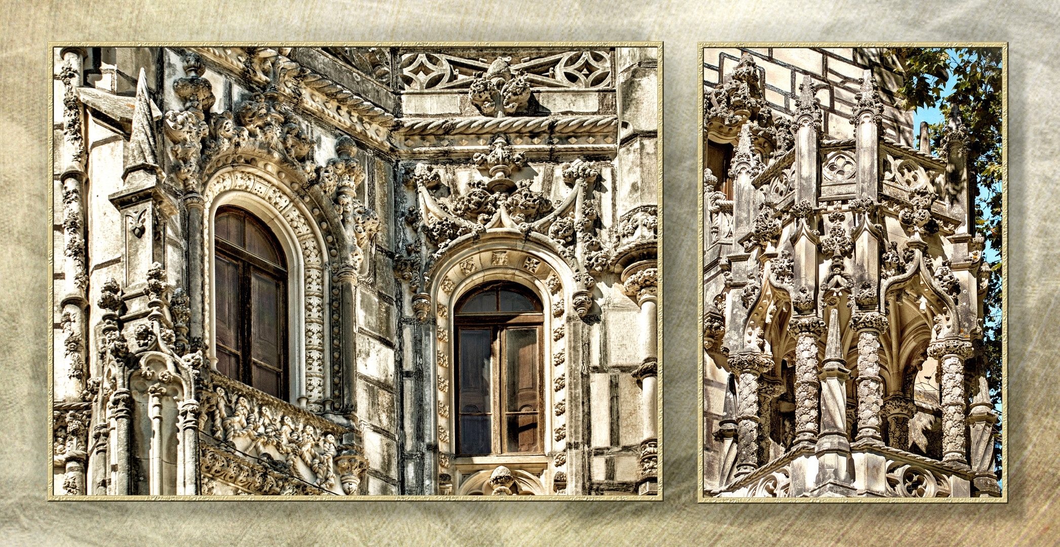 Balcones del palacio en la Quinta da Regaleira. Sintra