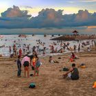 Balinese day trippers on the Sanur beach