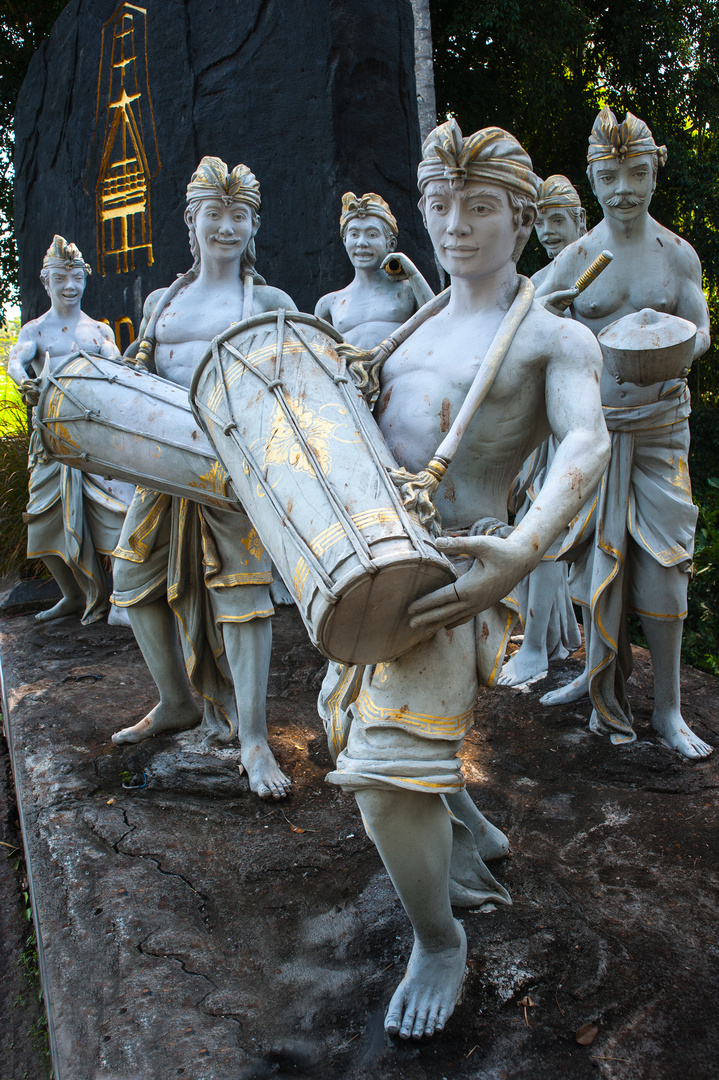 Balinese musicians as statues