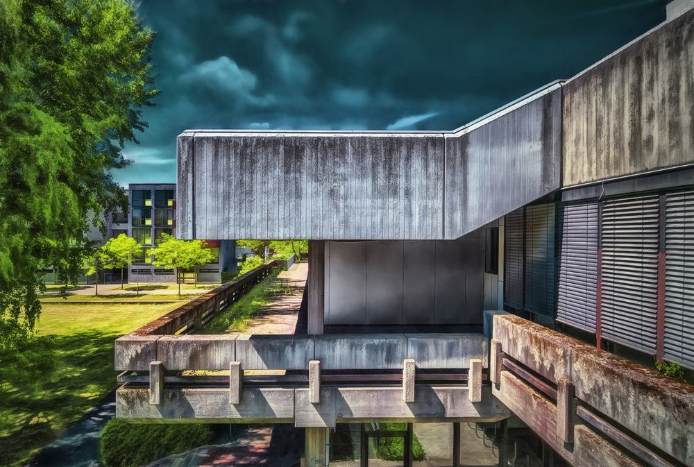 Balkon Uni Bremen mit Blick auf Campus