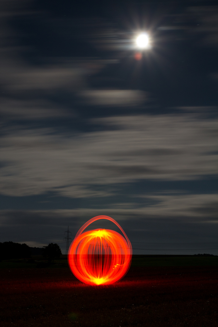 ball of light under the moon