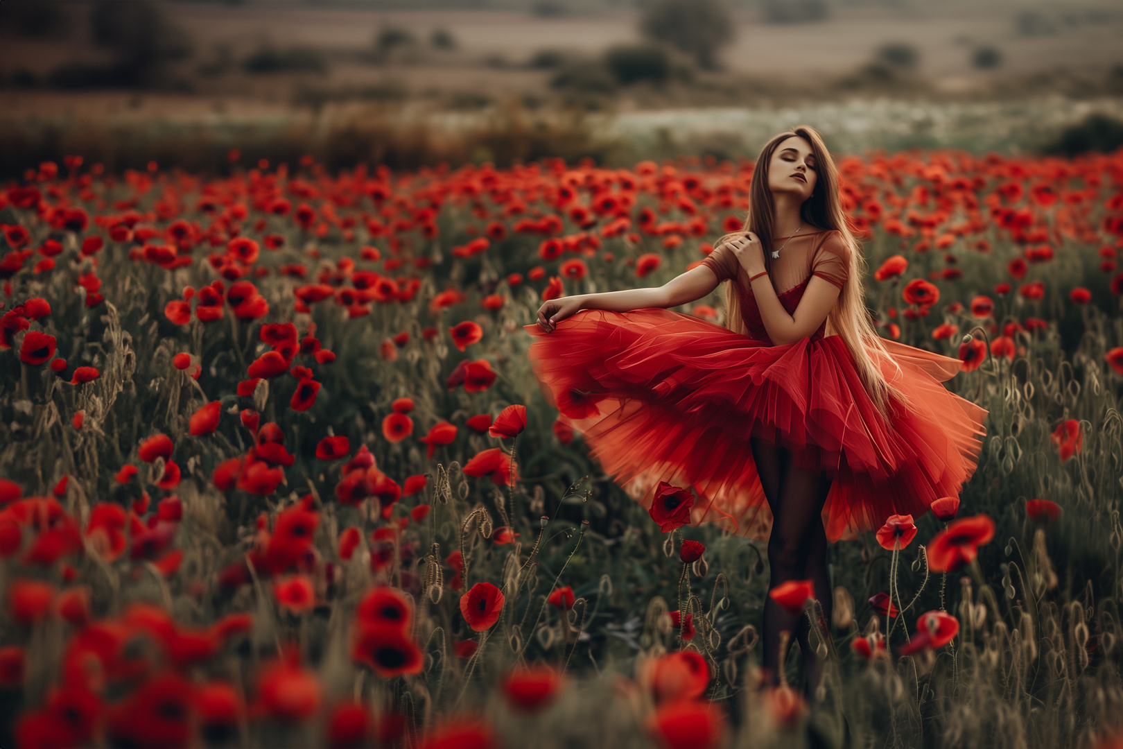 Ballerina in the poppy field