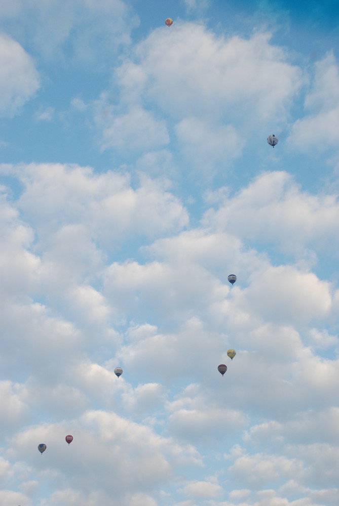 Ballonfahrt in den Wolken