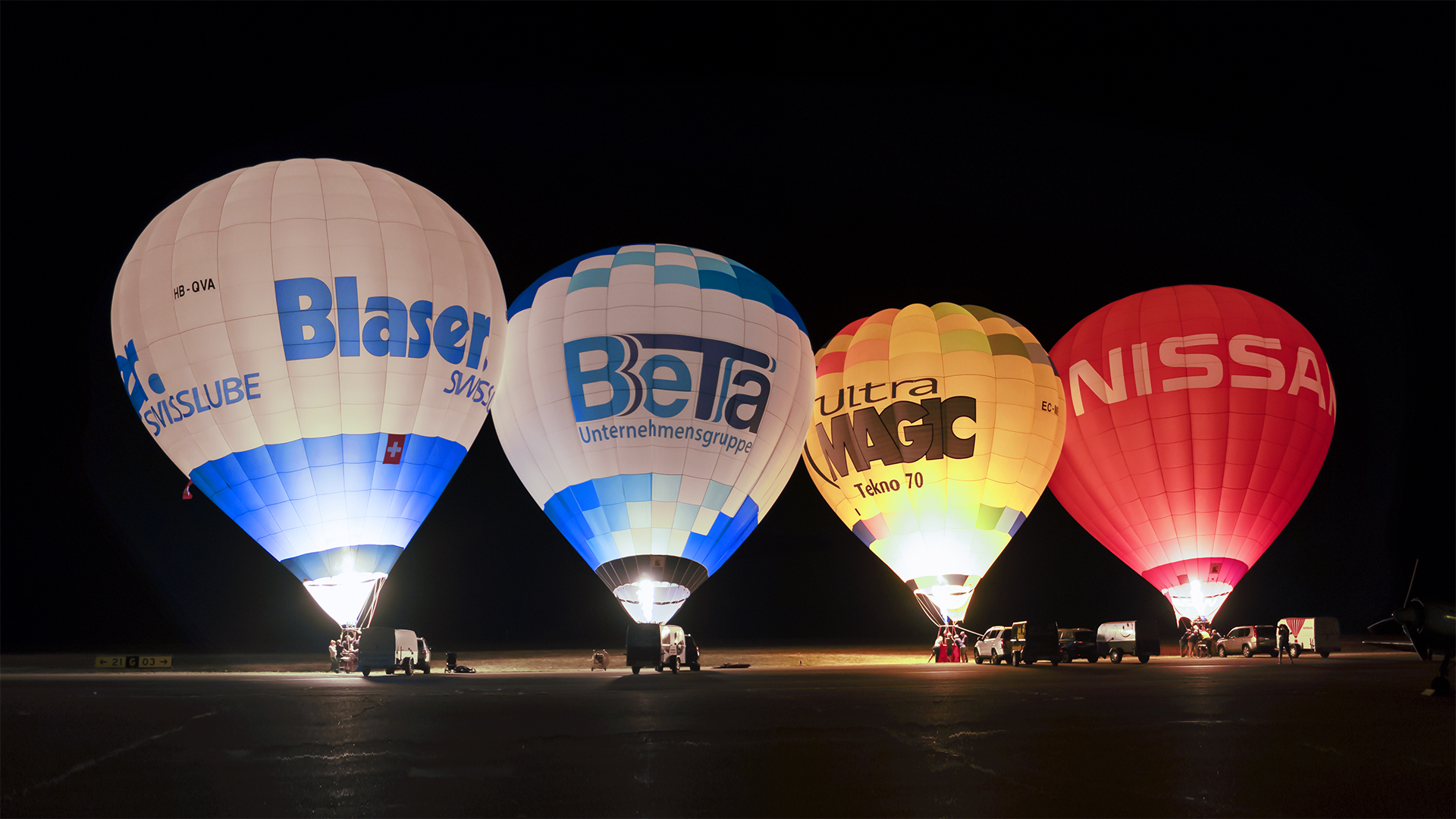 Ballonglühen auf dem Rollfeld