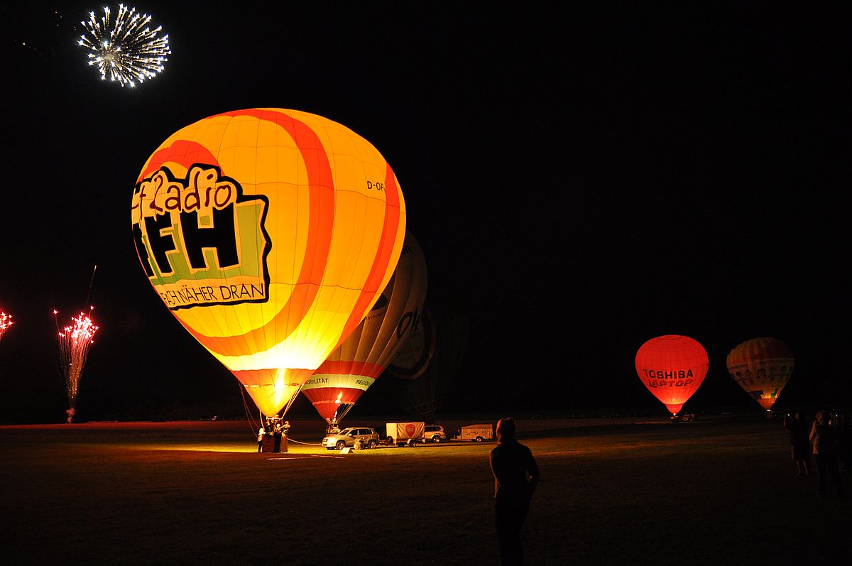 Ballonglühen mit Feuerwerk