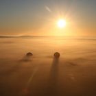 Ballonstart bei Bodennebel