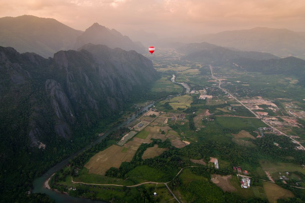 Ballooning in Vang Vieng