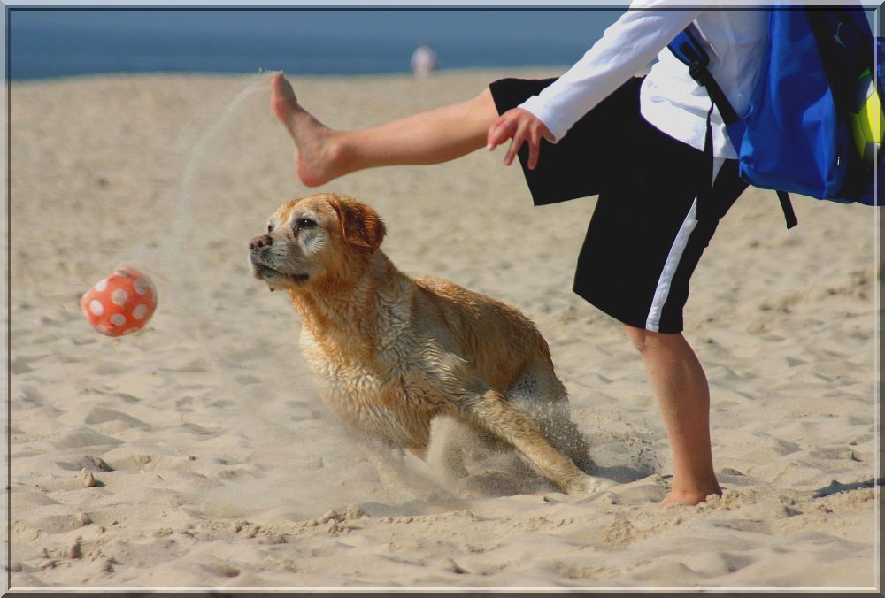 Ballspiel am Strand