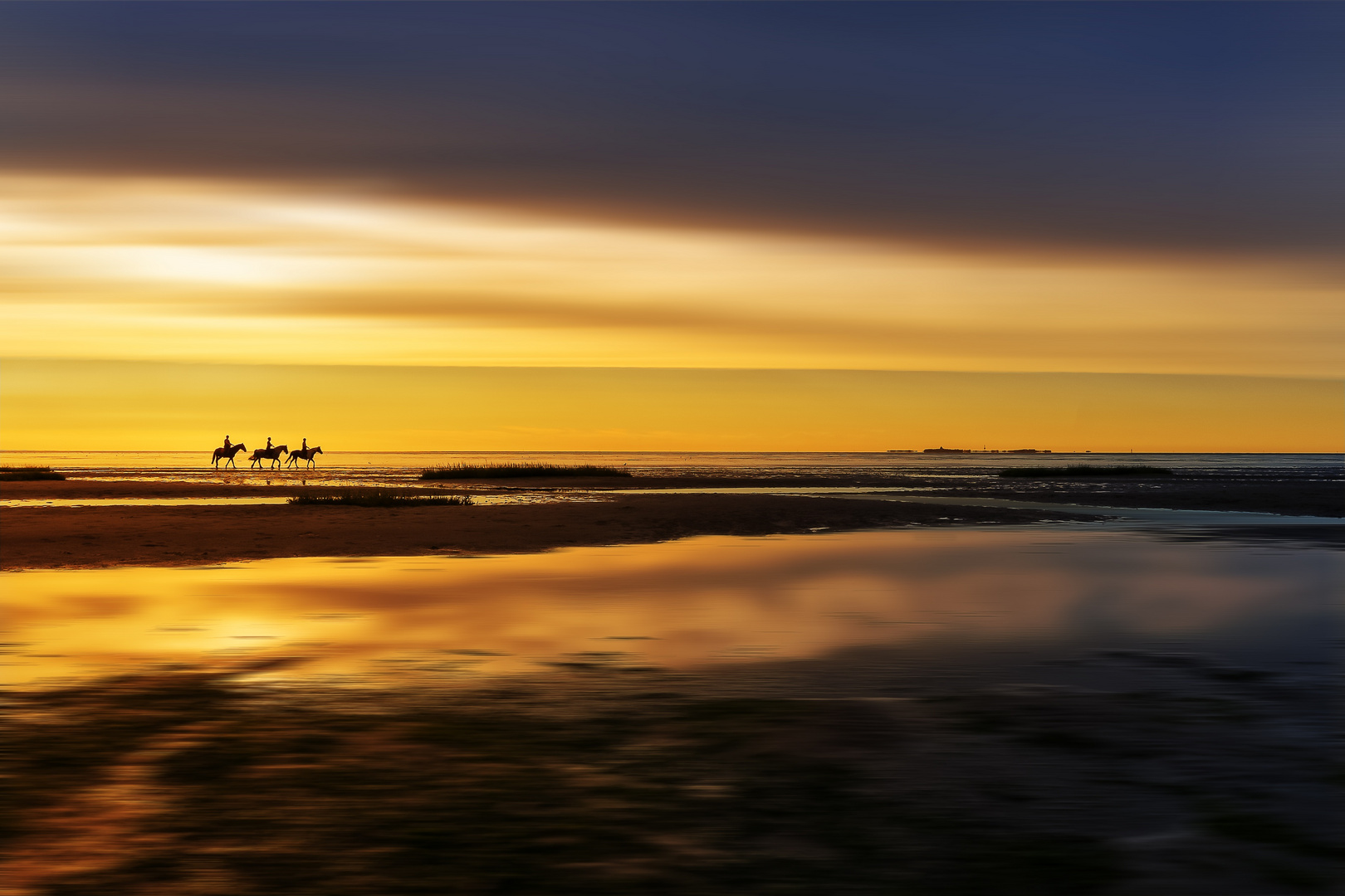 Baltrum Reiter Sonnenuntergang