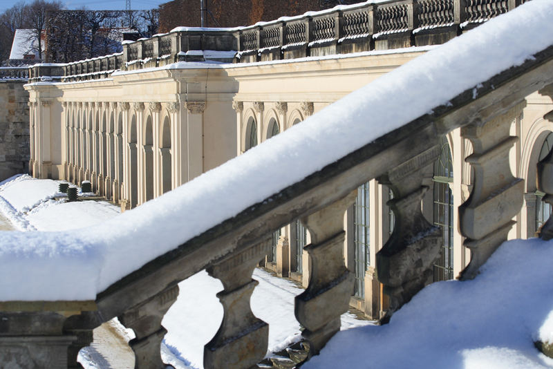 Balustrade im Winterkleid