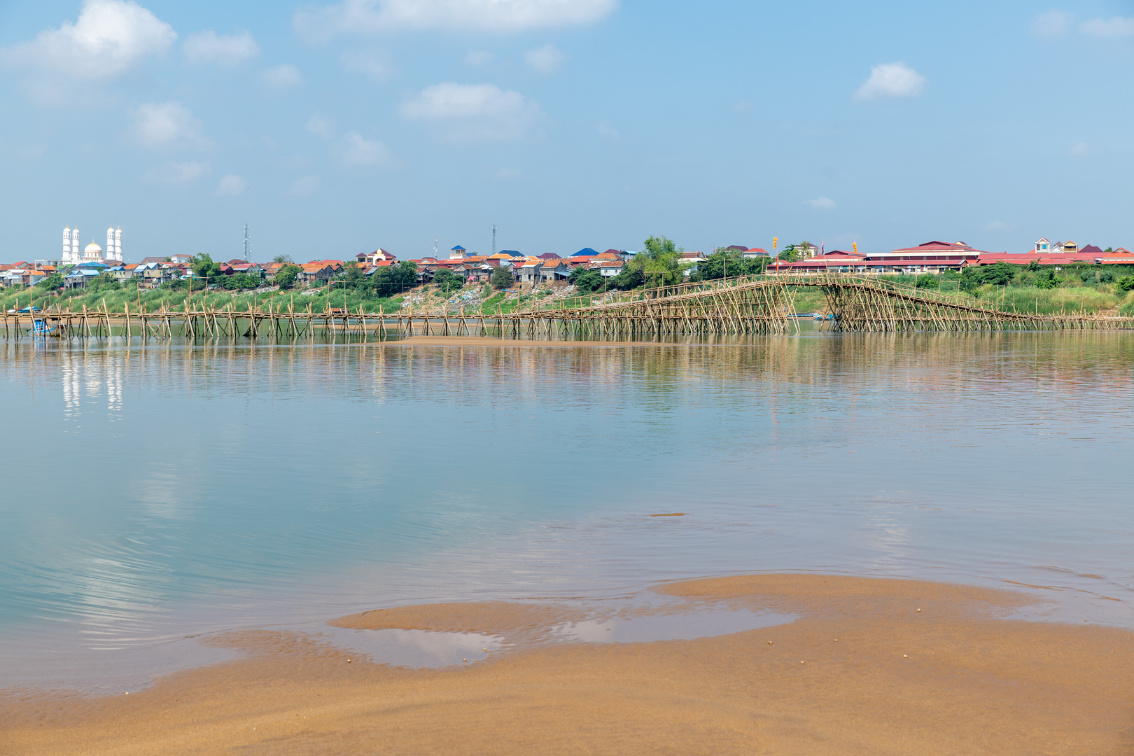 Bamboo bridge Kampong Cham Bambusbrücke