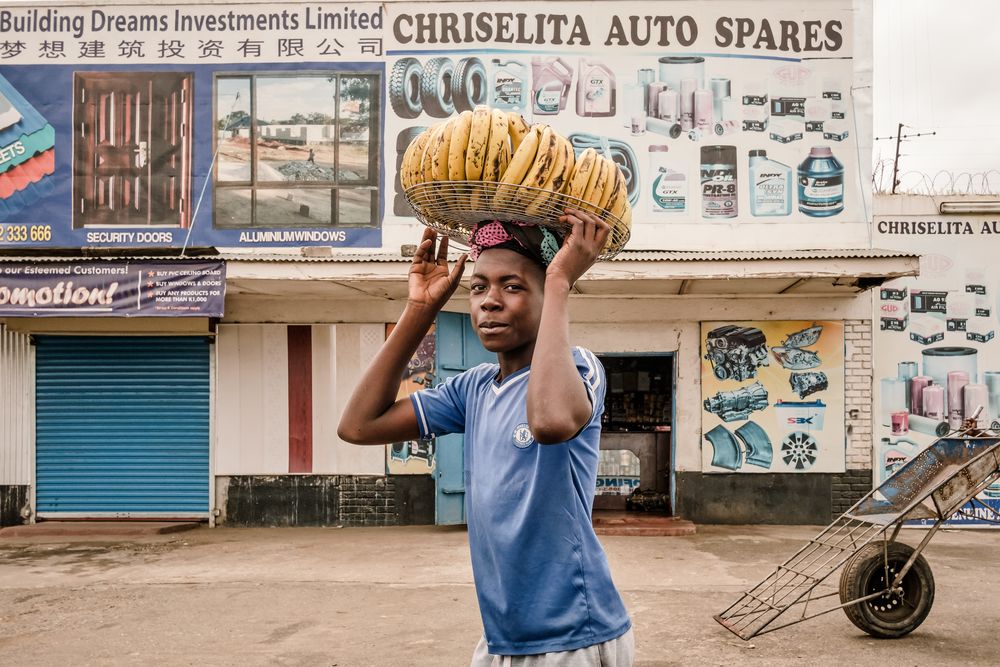 Bananenverkäufer in Lusaka