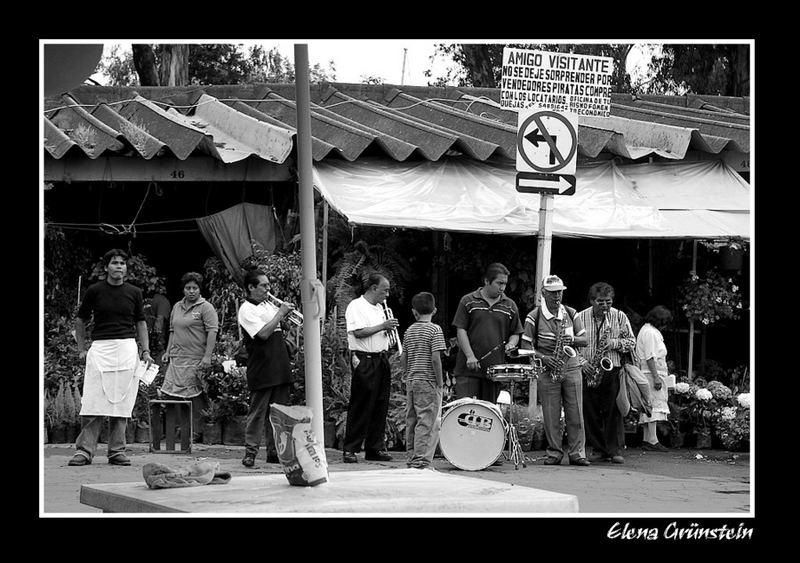 Banda en el mercado de las flores