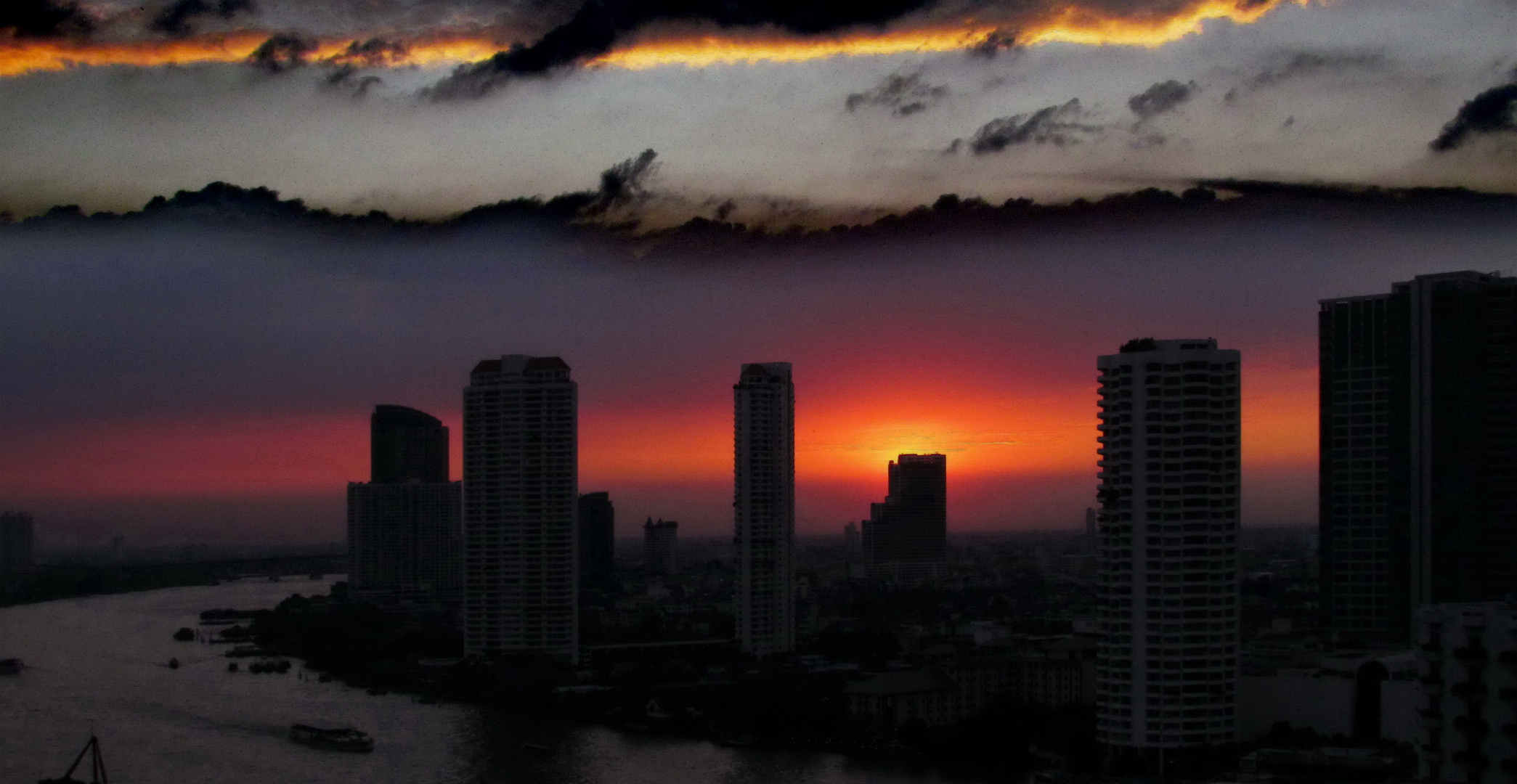 Bangkok in red sunset