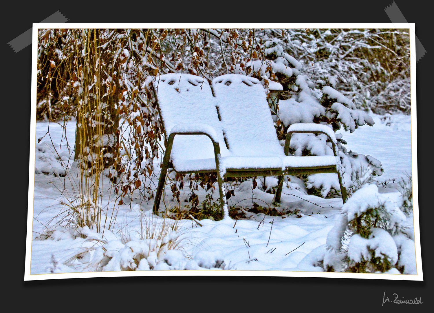 Bank im Schnee Foto & Bild | landschaft, garten- & parklandschaften