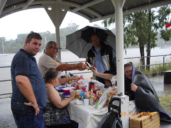 Barbecue in Brisbane city in the rain