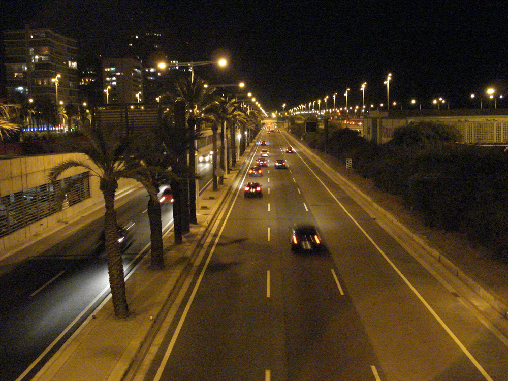 Barcelona city highway by night