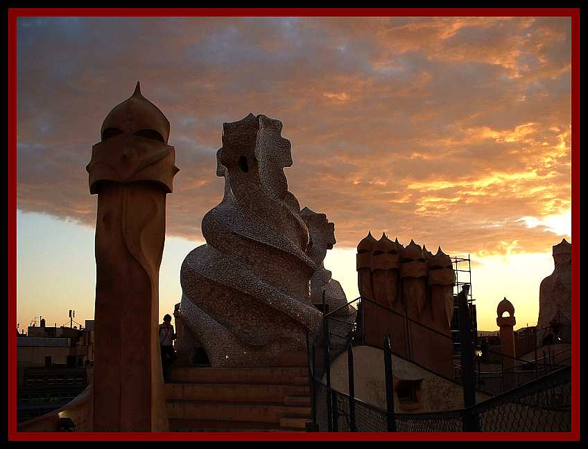 Barcelona, Dachgarten in der Abendsonne