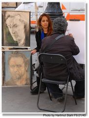 Barcelona, Straßenmaler auf der Rambla (pintor en la Rambla)