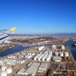 Barcelona's harbor from the plane