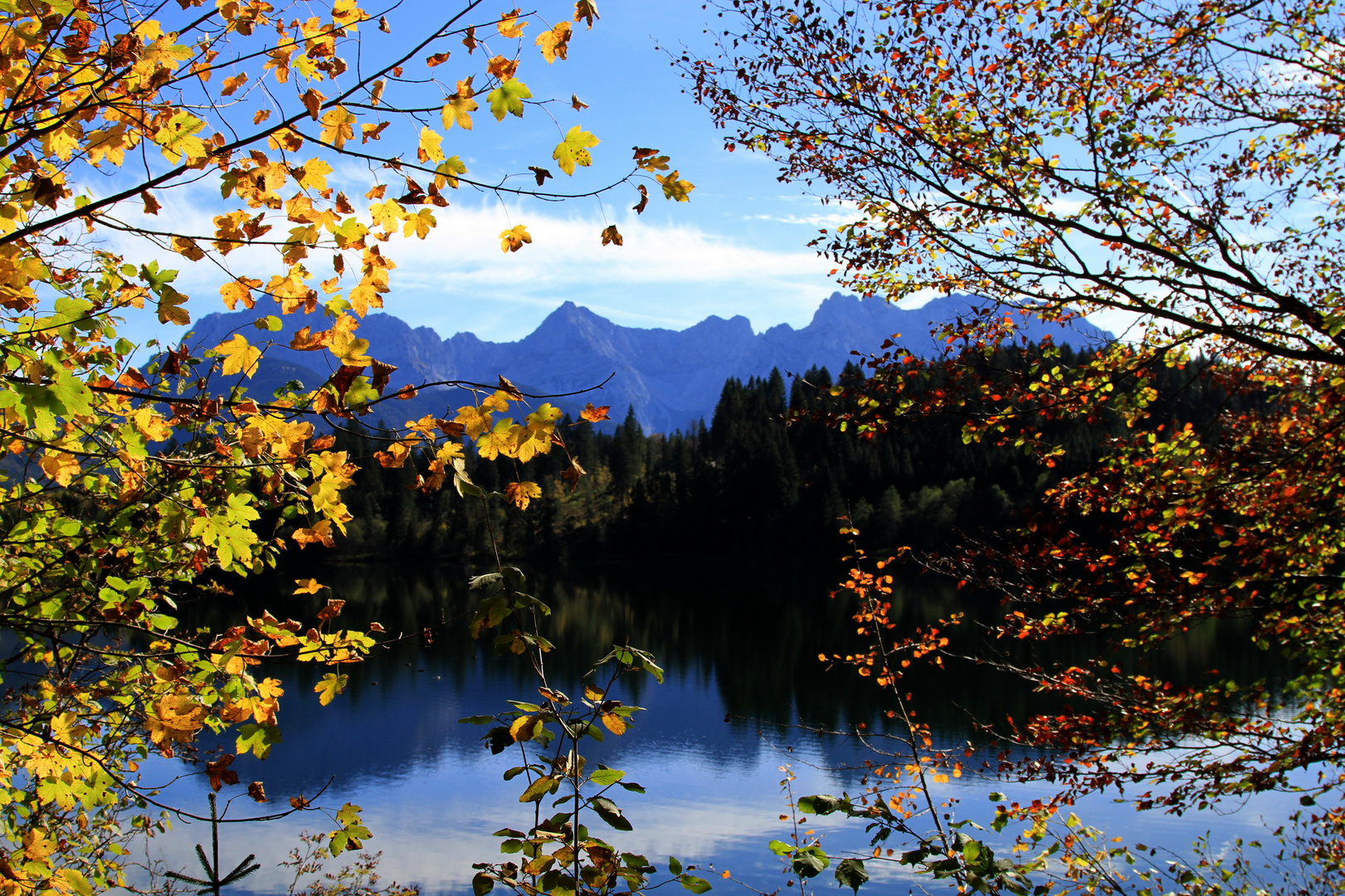 Barmsee framed by Autumn Trees