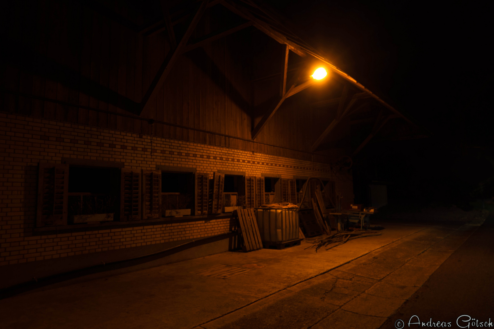 Barn at night