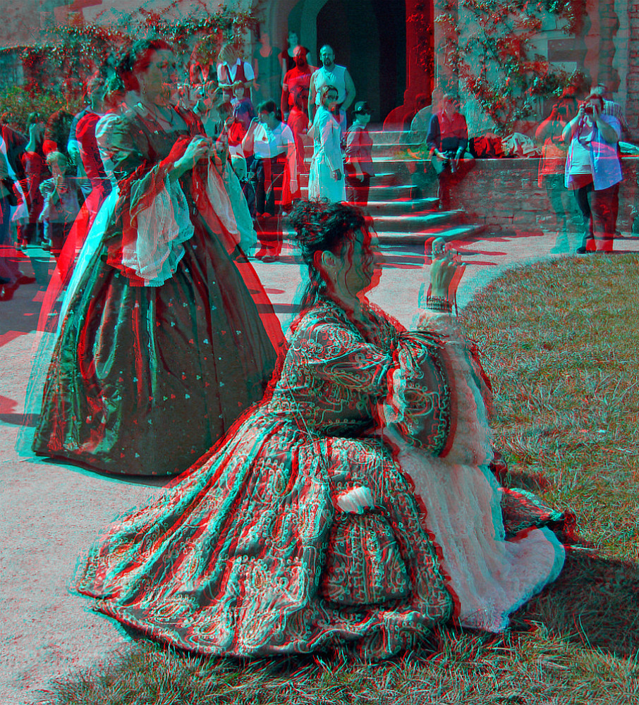 Barock-Damen fotografieren... (3D-Anaglyphe)