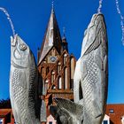 BARTH. BLICK ÜBER BRUNNEN AUF St. MARIEN.