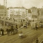 Basel Notbrücke 1904 mit dem heute ***** Hotel Drei König