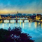Basel(swiss) middle bridge in the evening 