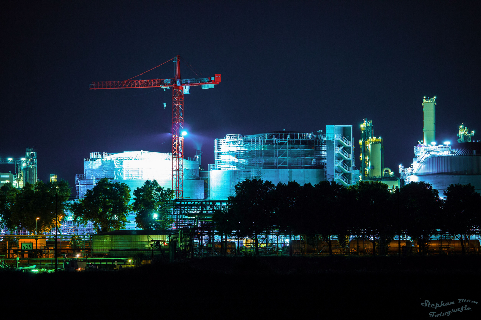 BASF Ludwigshafen bei Nacht