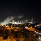 BASF Ludwigshafen und B9 bei Nacht