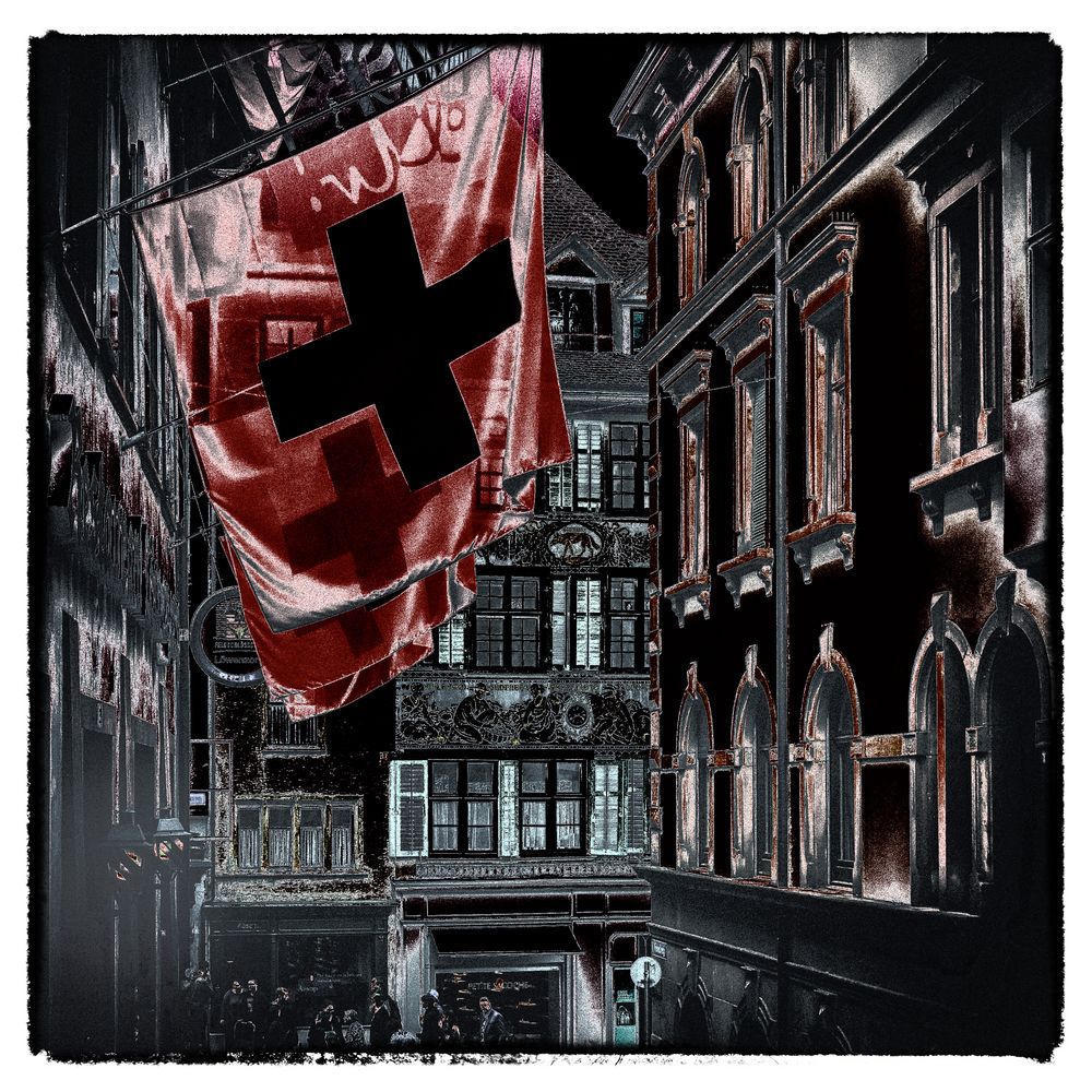 basler Altstadt -schweizer Flagge