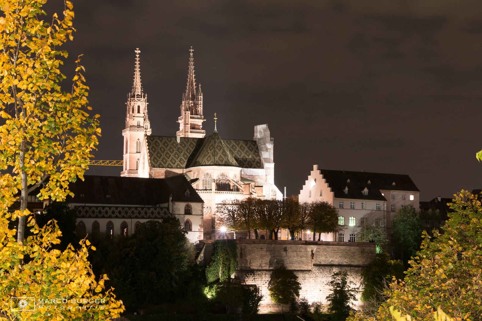 Basler Münster bei Nacht