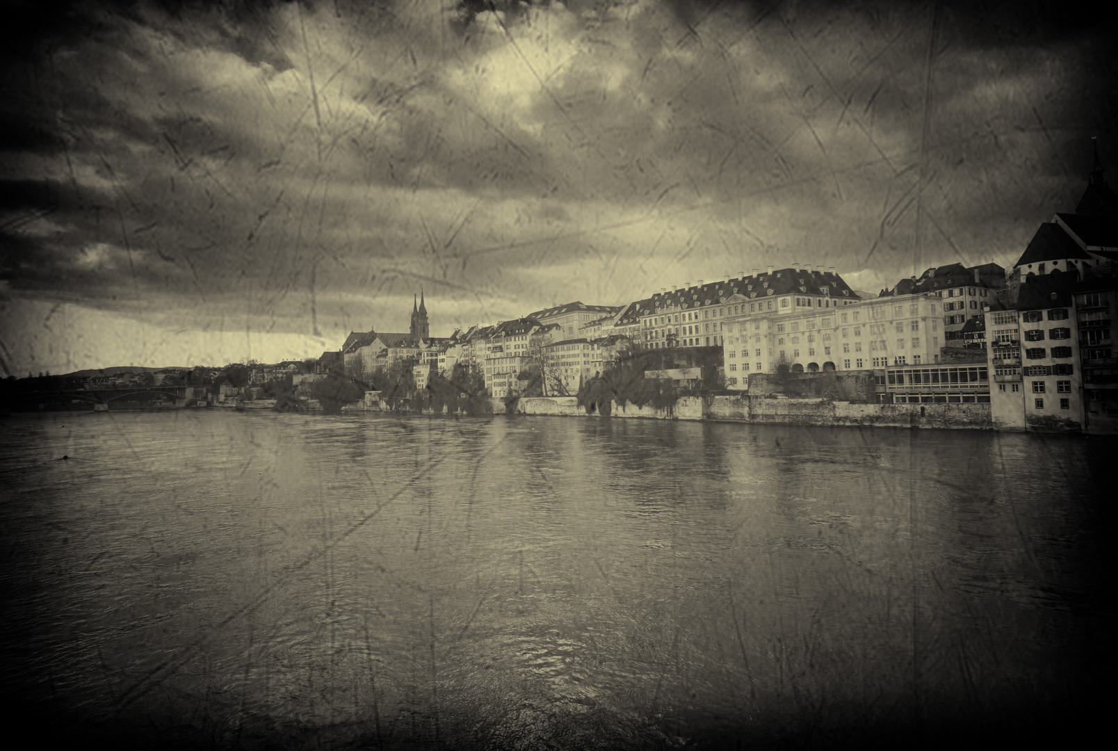 Basler Stadtpanorama im Vintage Style